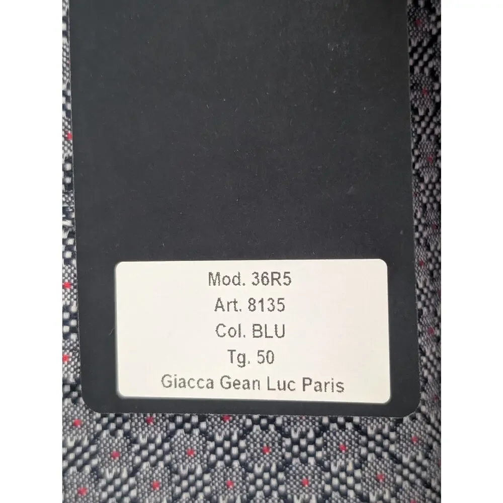 NWT Gean Luc Paris Navy Blue Patterned Sport Coat IT 50 US 40 Italian Blazer